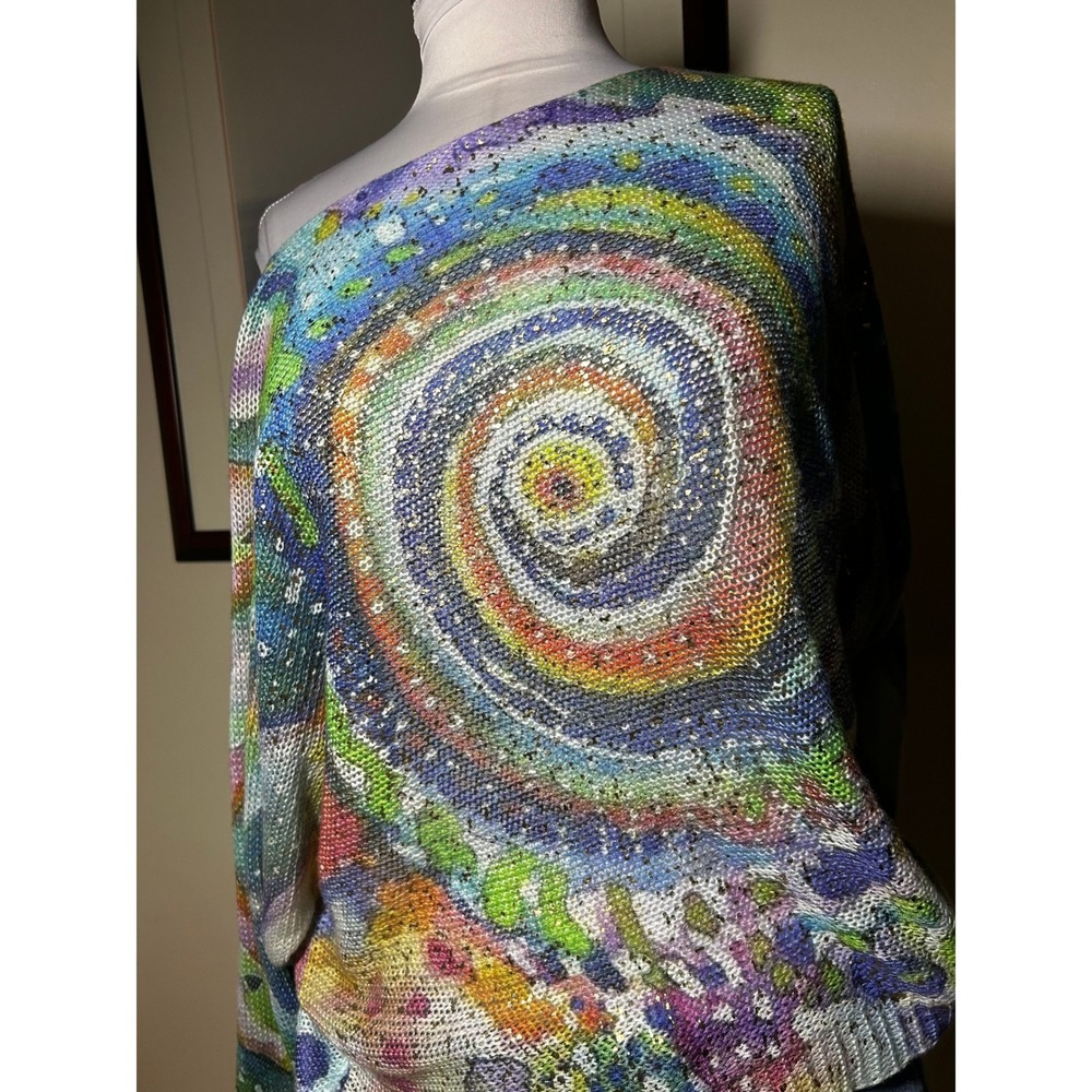 Italian Euro y2k Sequin Spiral Galaxy Knit One Shoulder Sweater OS Art Print